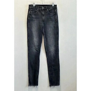 GAP Jeans Women's Sz 28/6T Vintage‎ Slim High Rise Black Skinny Raw Hem Jeans